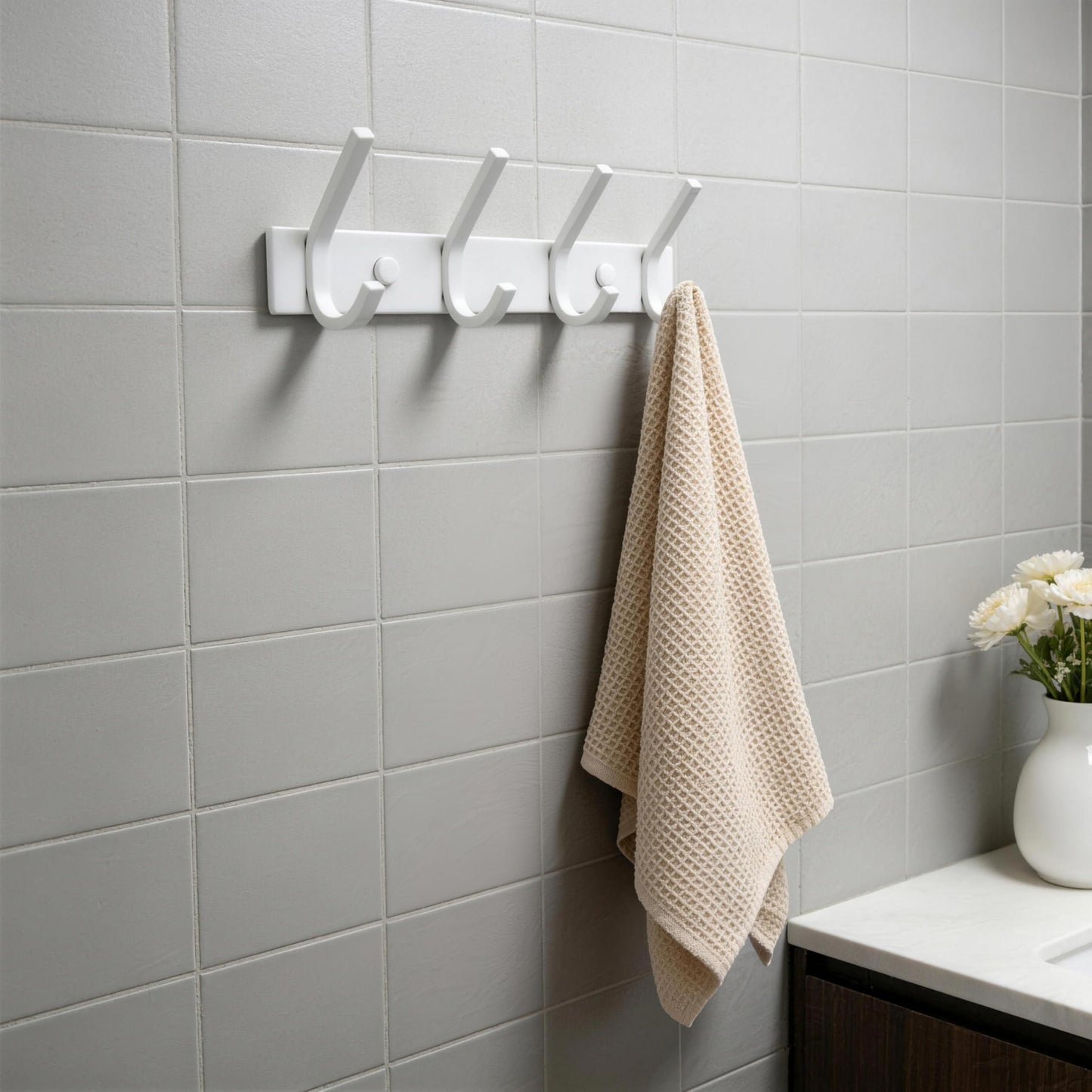 HONSKY Wall Coat Rack, Towel Rack, 17.5cm Metal Wall Coat Hanger with 4 Double Hooks (8 Single Hooks),for Hanging Coat, Hat, Bag, Towel