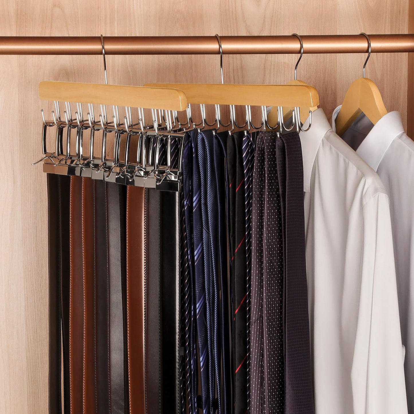 TOPIA HANGER 2 in 1 Belt Tie Hanger for Closet Max 30 Belts with 30 Ties Capacity