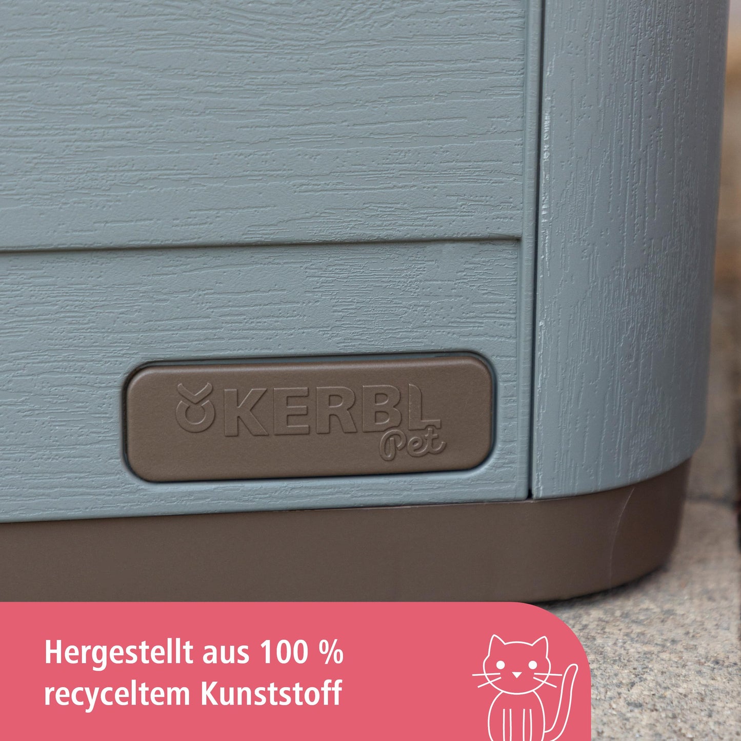 Kerbl Paola Eco 81341 Cat House, Mediterranean Look, Recycled Plastic, Grey Green/Brown, 60 x 51 x 41 cm