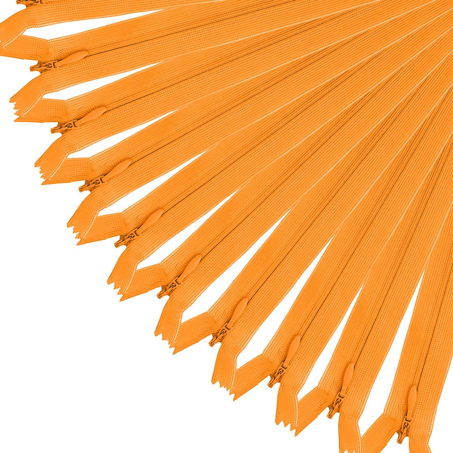 MARARDI Pack of 10 Invisible Zippers [Orange] Nylon [35 cm] Sewing Clothing Bags Ribbon Cotton Leather Plastic for Sewing Machine Zip with Metal Clasp