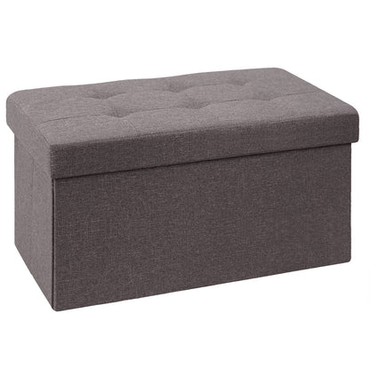 BRIAN & DANY Folding Linen Storage Boxes Footstool Ottoman, Foot Rest Stool, Foldable Seat Bench Footrest - Brown, 76 x 38 x 38 cm