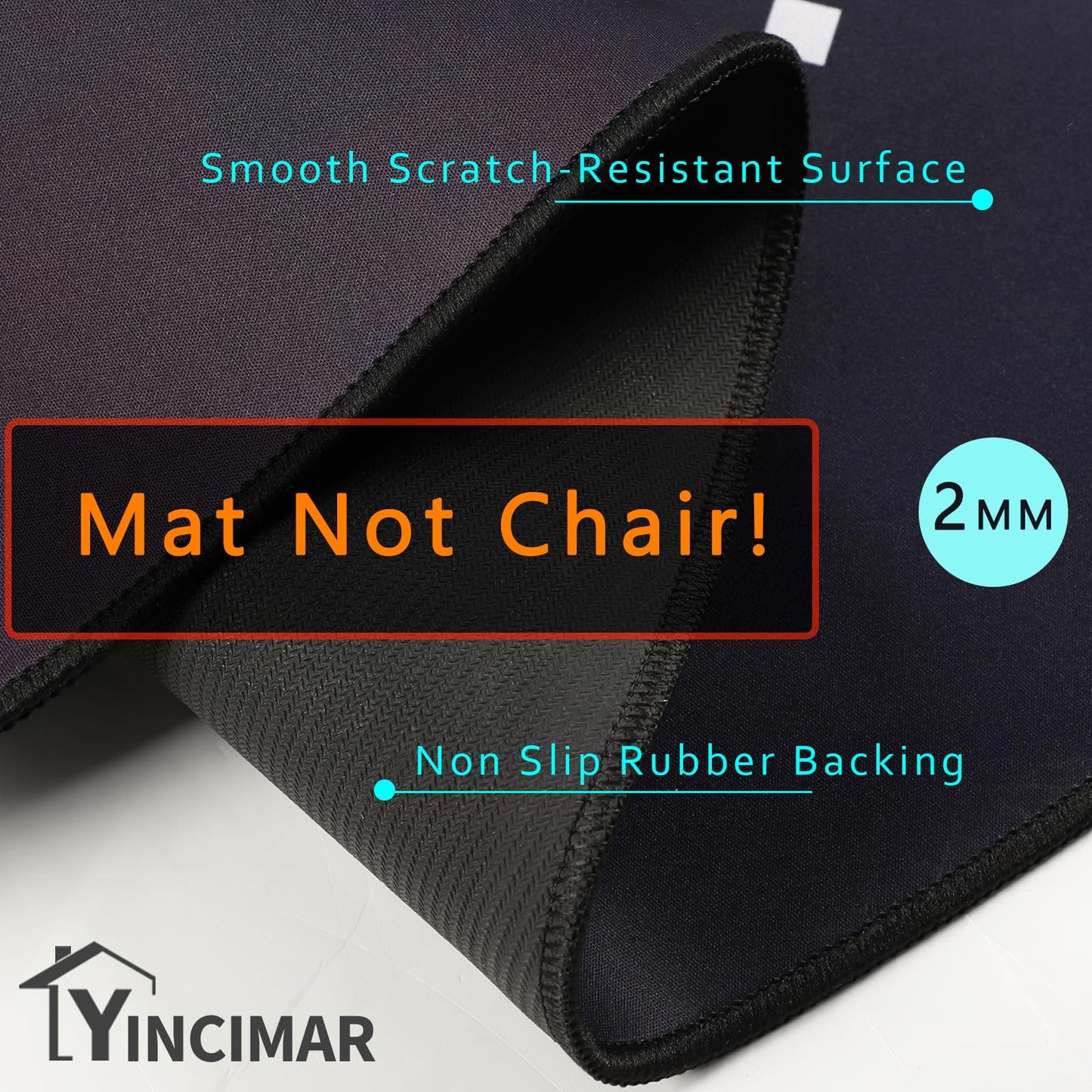 Yincimar Gaming Chair Mat for Hardwood Floor,Anti-Slip Floor Protector Game Controller Rubber Gaming Computer Chair Mat for Gaming Room Home Office