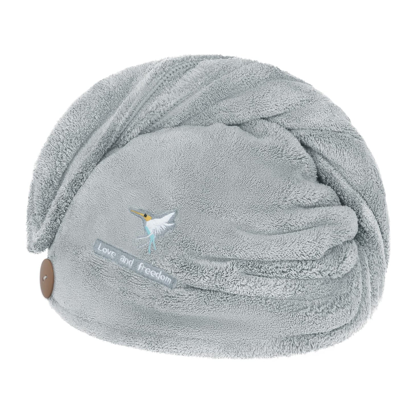 Qchomee Super Absorbent Hair Drying Towels Wrap Women Girls Microfiber Dry Hair Hat Towel Turban with Button Design Quick Drying Lady Bath Head Wrap
