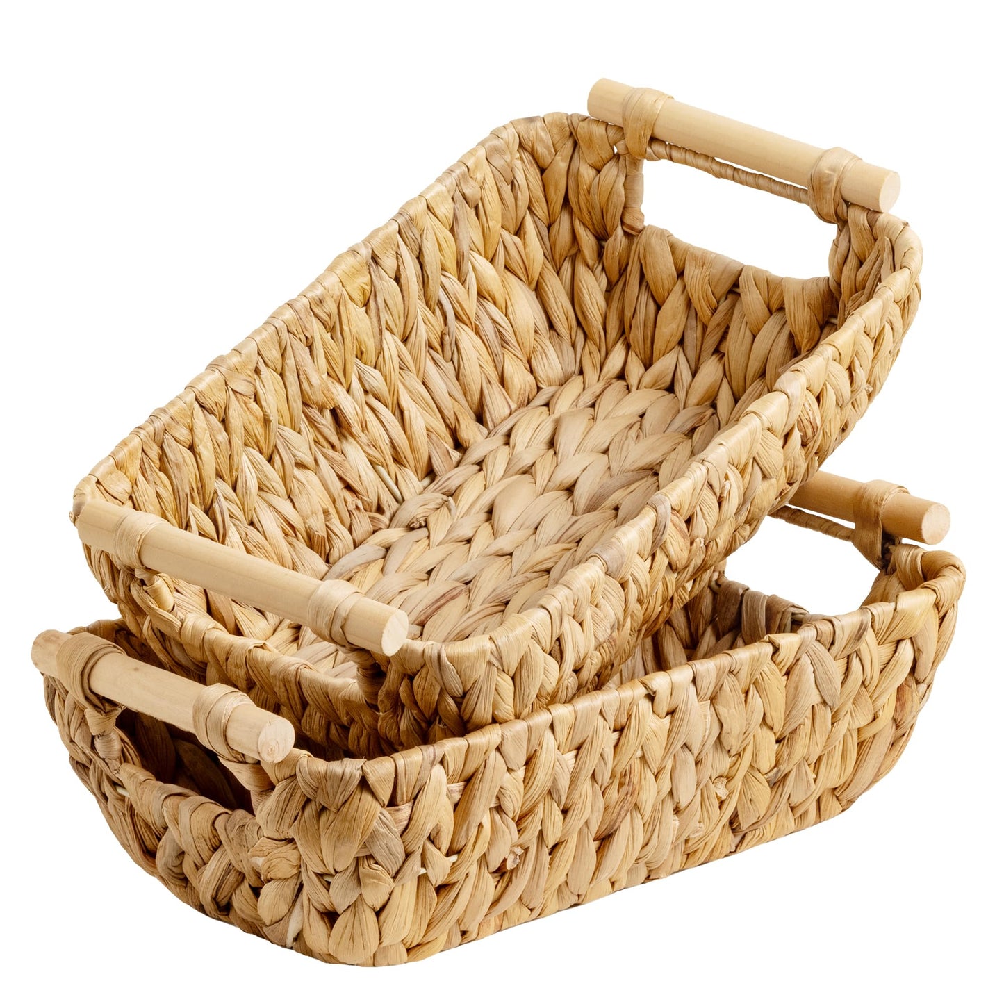 StorageWorks Small Wicker Baskets, Narrow Storage Baskets for Shelves, Shelf Wicker Storage Boxes for Bathroom Organising
