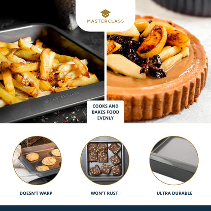 MasterClass Smart Space Non Stick Bakeware/Baking Set, Carbon steel, Grey, 7 Pieces