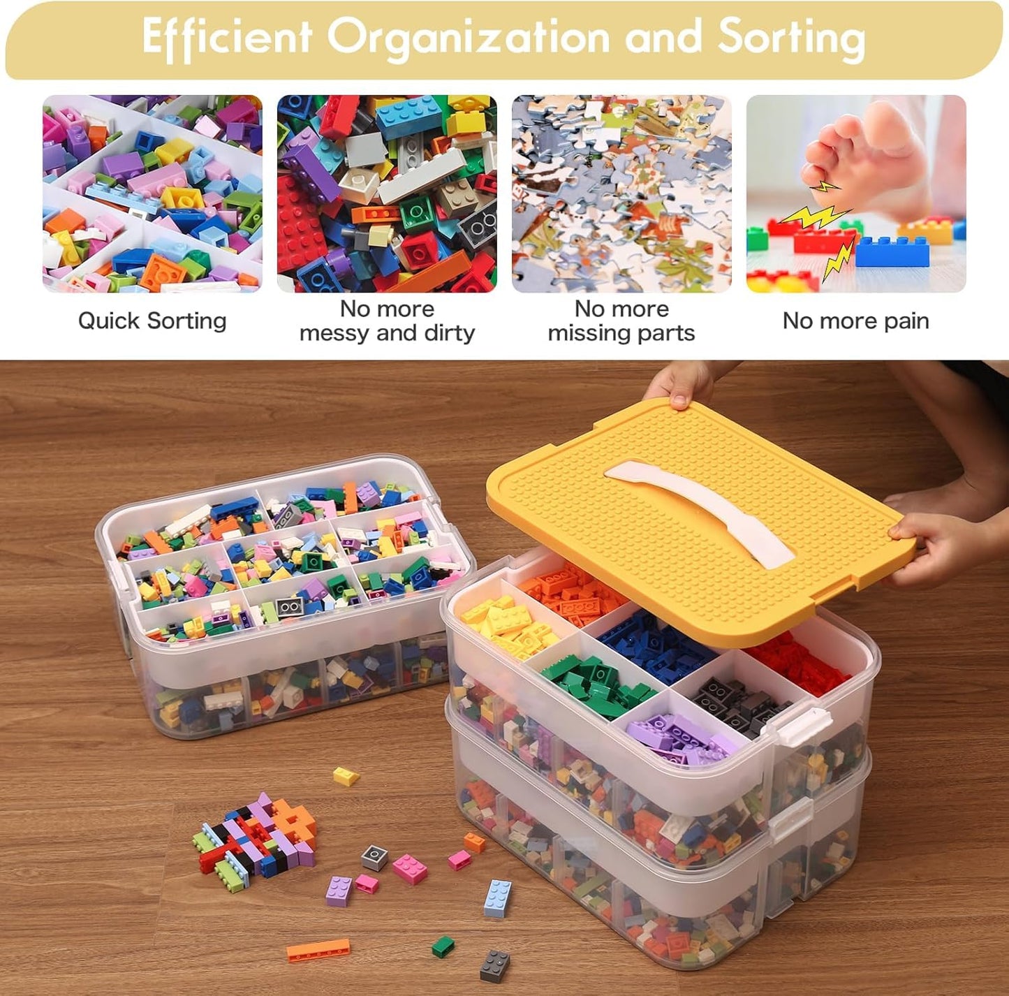 Storage Organiser for Building Blocks 3 Tier Stackable Drawer Organiser