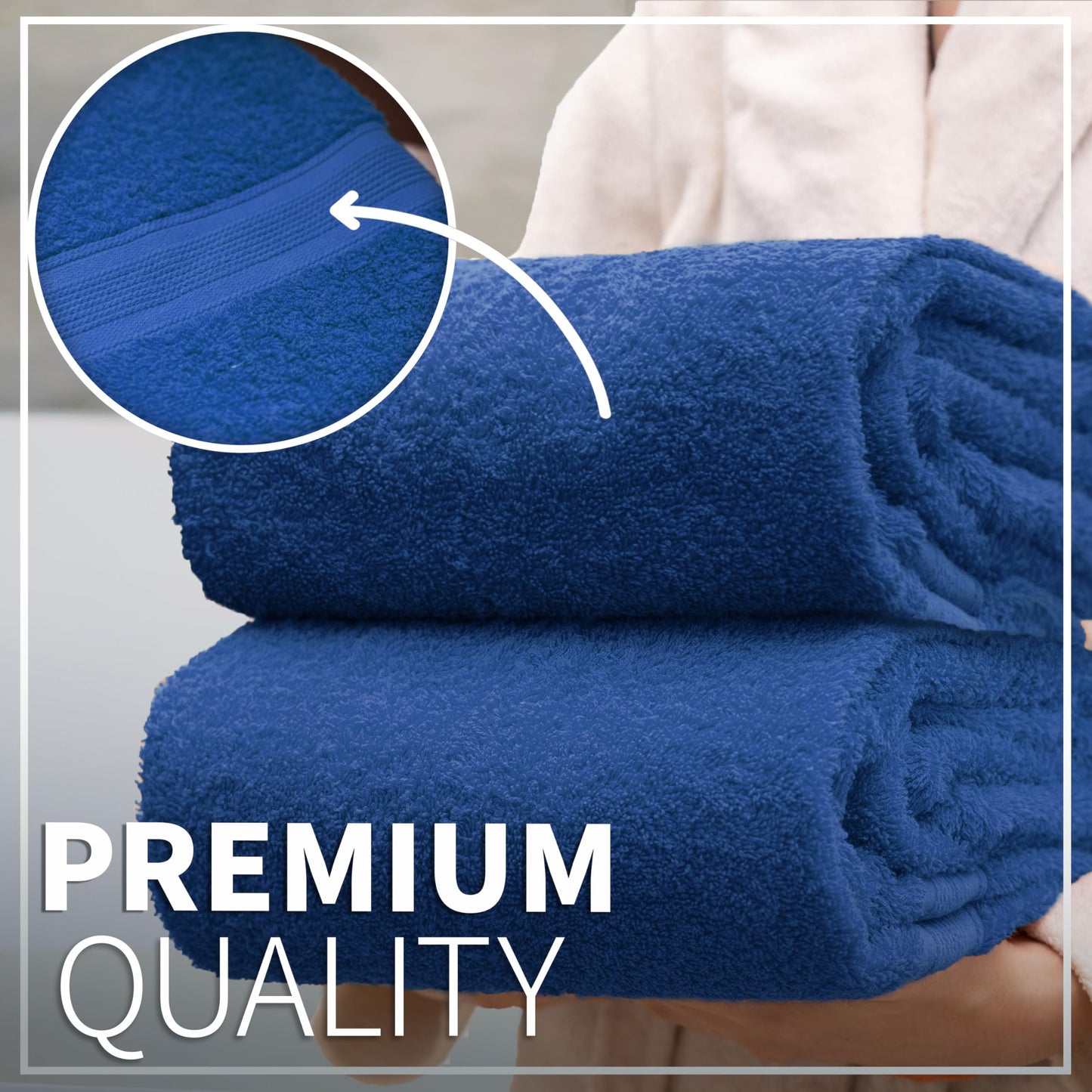 NatureMark Pack of 2 Bath Towels - 100% Cotton, 500 g/m² - Soft, Absorbent & Durable - For Home, Sauna & Travel - 70 x 140 cm, Royal Blue