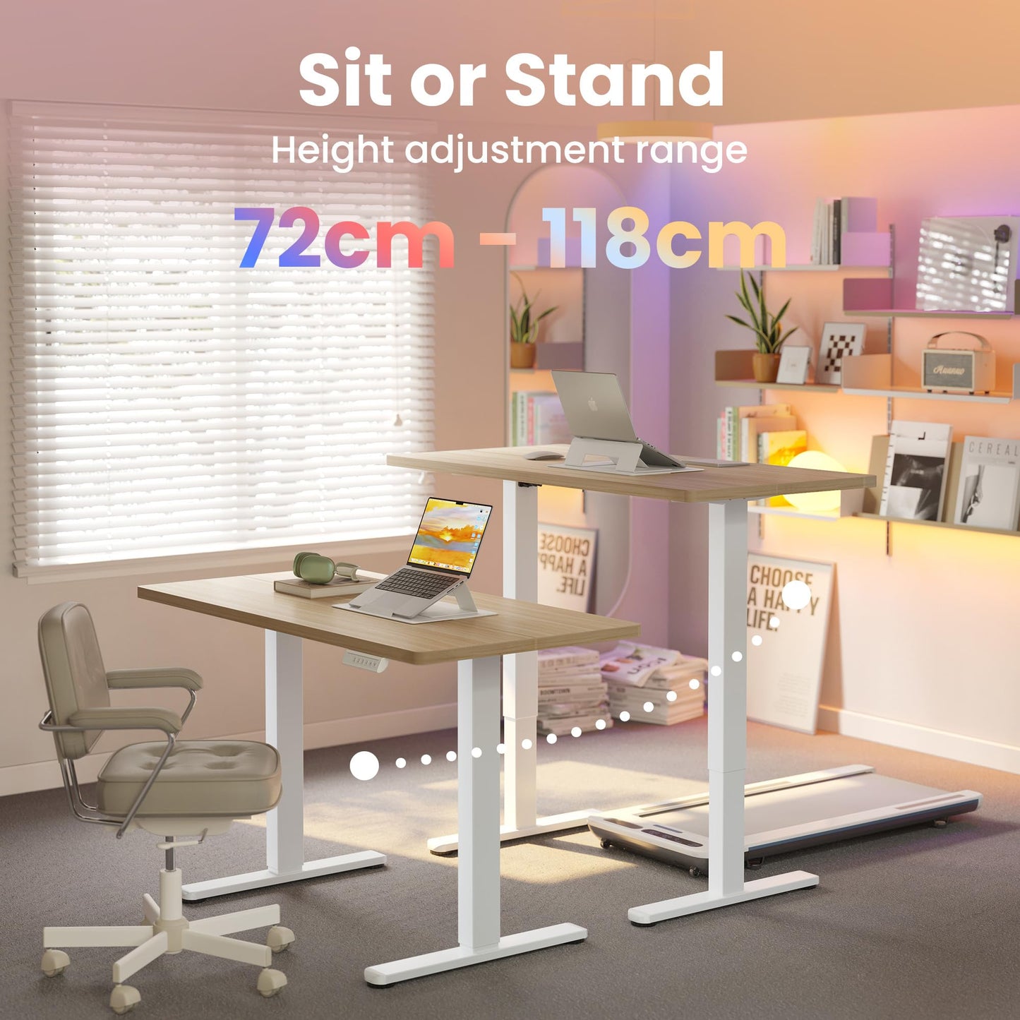 HUANUO Standing Desk 80x48cm mit 4 Memory height settings