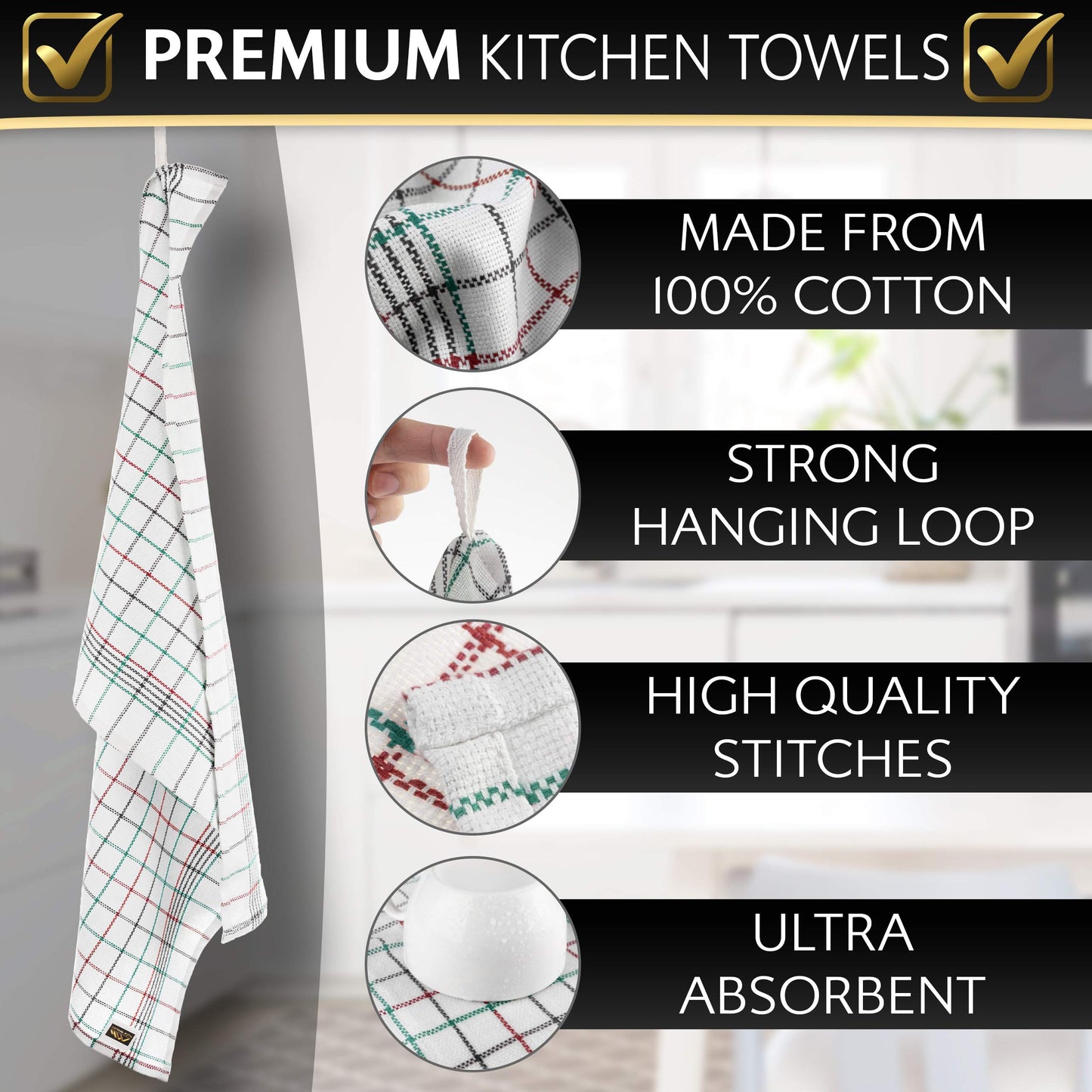 Mayfair Homeware Tea Towels Pack of 6 Pure Cotton Dish Cloths Super Absorbent and Fast Drying Kitchen Tea Towel 50x70 cm Tea Towels for Kitchen Set