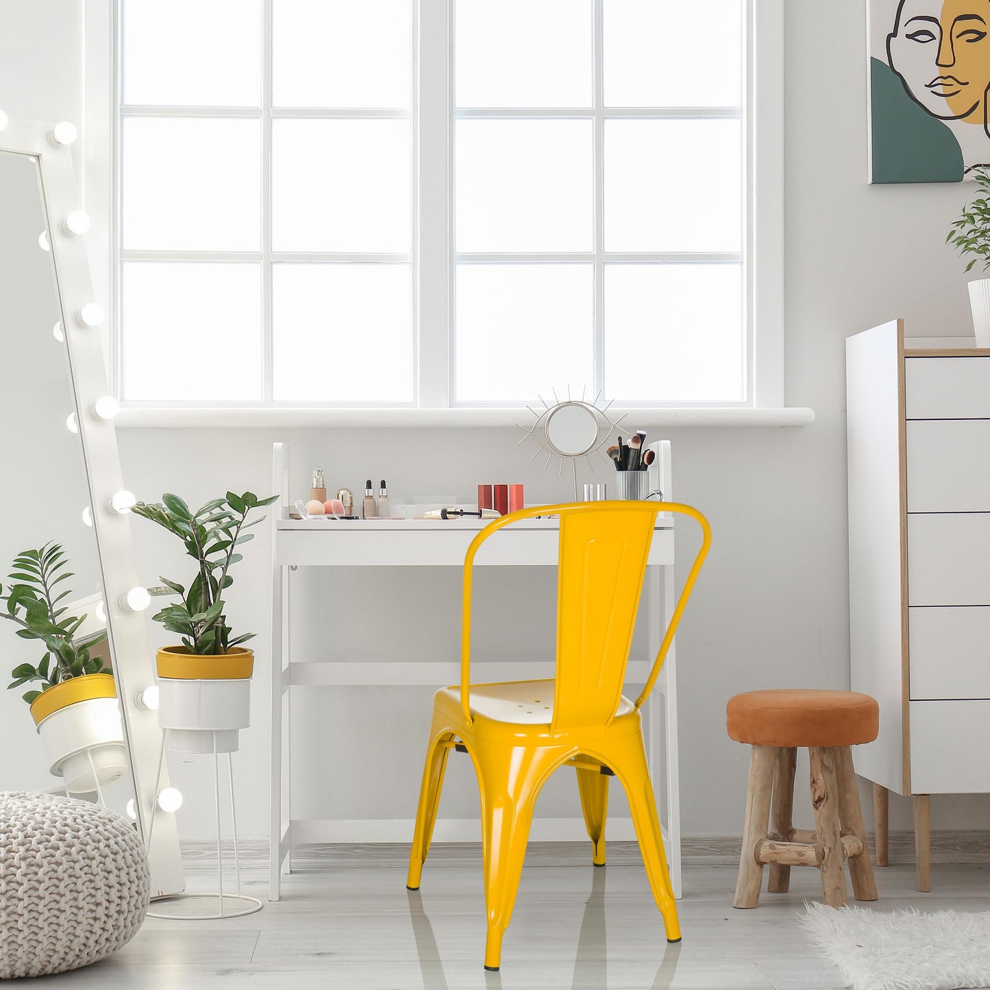 hjh OFFICE bistro chair VANTAGGIO COMFORT metal yellow chair in industry design, stackable, 645091