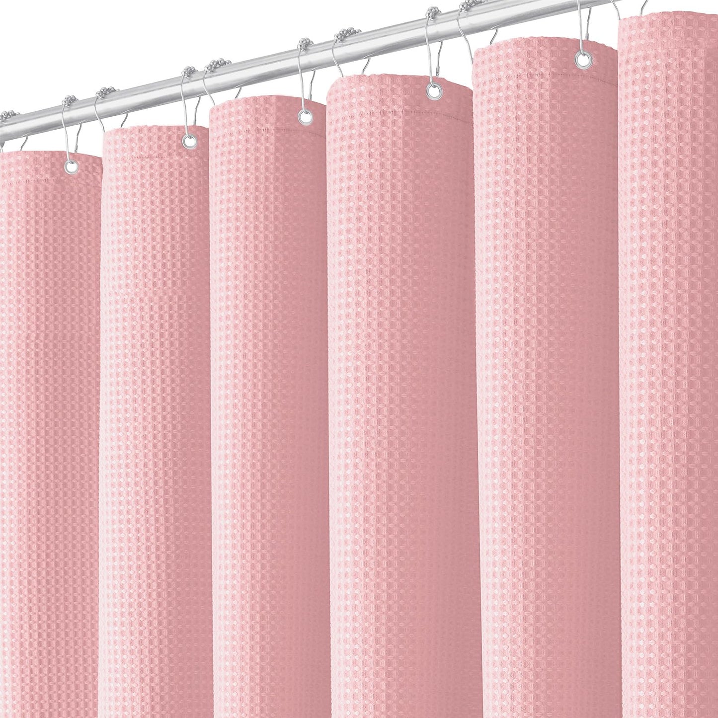 BTTN 182 x 200cm Drop Long Waffle Shower Curtain, Extra Long Mould Proof Resistant Heavy Duty Fabric Wet room Bath Curtains, Waterproof Weighted Cloth