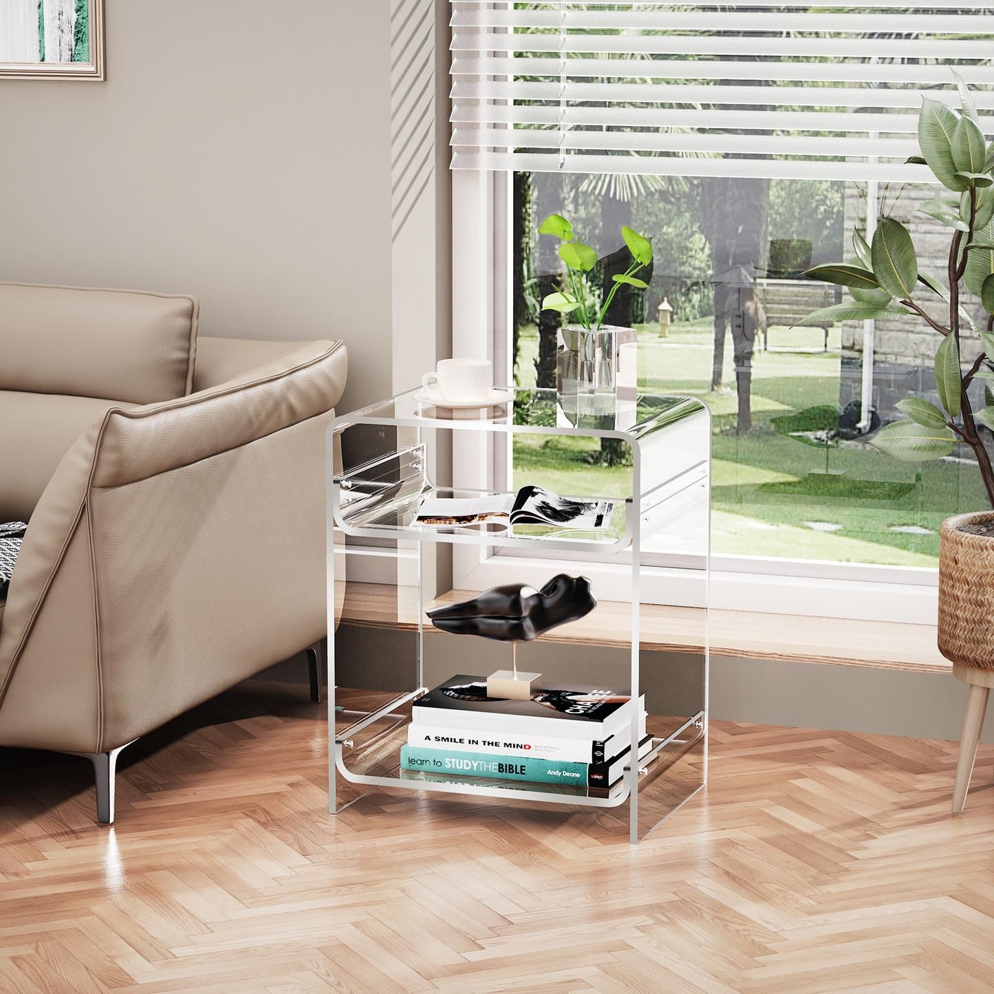 solaround Acrylic Side Table, 40 x 30 x 50 cm, Clear