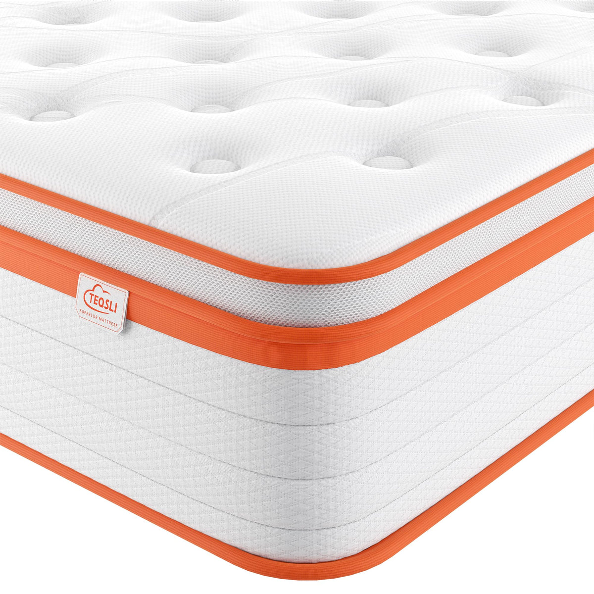 TeQsli Small Double Mattress 4FT, 10 Inch Memory Foam 7 Zone Support Small Double Mattress Pocket Sprungs Wave Memory Foam Hybrid - Medium Firm
