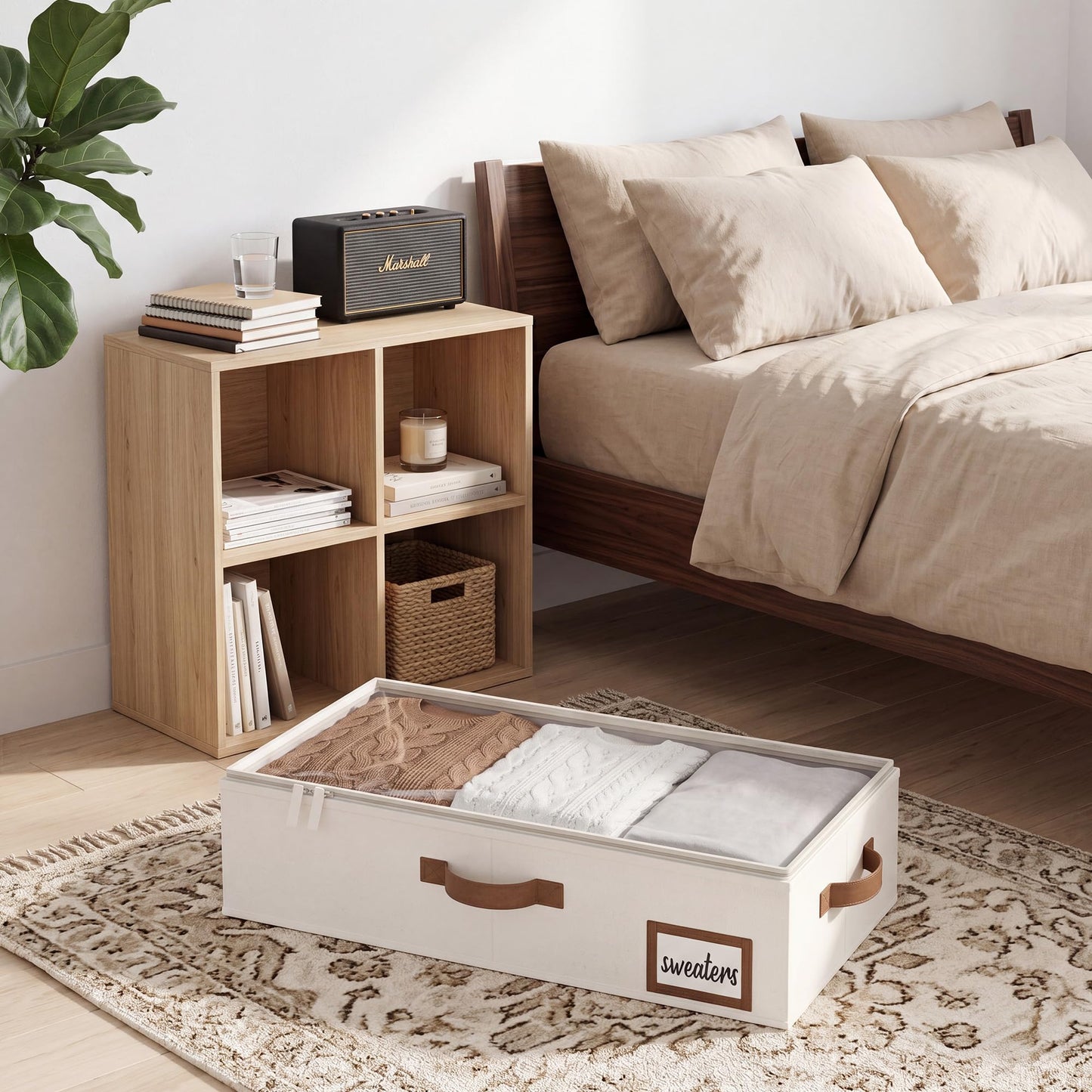 StorageWorks Underbed Storage Boxes with Lids, Under Bed Containers for Bedroom Accessories Organising Clothes Bedding