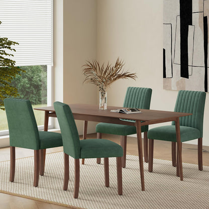 COLAMY Dining Chairs Set of 4 with Thick Seat Cushion, Fabric Chairs for Dining Room with Wood Legs and Ergonomic High Back