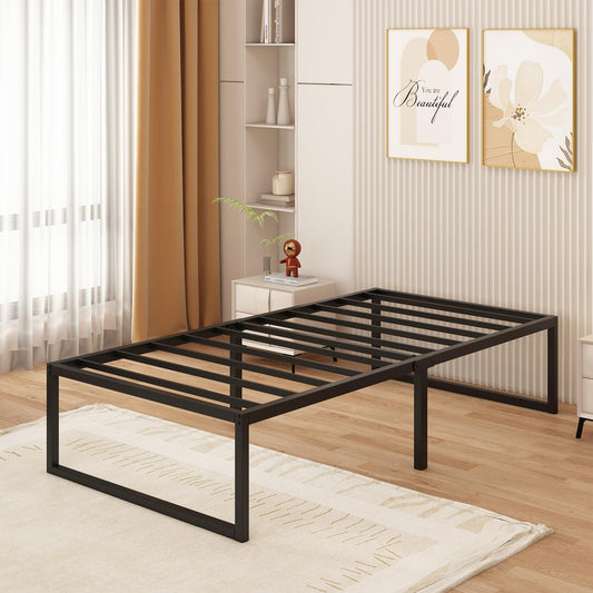 Yicensen Small Single Bed Frame 75x190 cm - 46 cm Height with Large Storage Under the Bed, Metal Bed Frame Small Single with Steel Slat Support, Easy