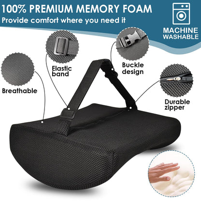 HomDSim Memory Foam Lumbar Cushion Lower Back Support Pillow Posture Correcting Car Seat Home Office Chair Black