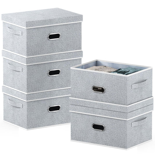 Lesfit 20 L Fabric Storage Boxes with Lid, Pack of 5
