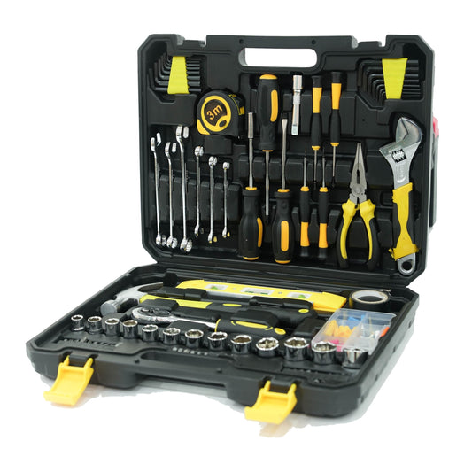 108-Piece Household Tool Kit for DIY & Home Repair ? Complete Tool Set with Claw Hammer, Adjustable Wrench, Ratchet Wrench, Screwdrivers, Socket,