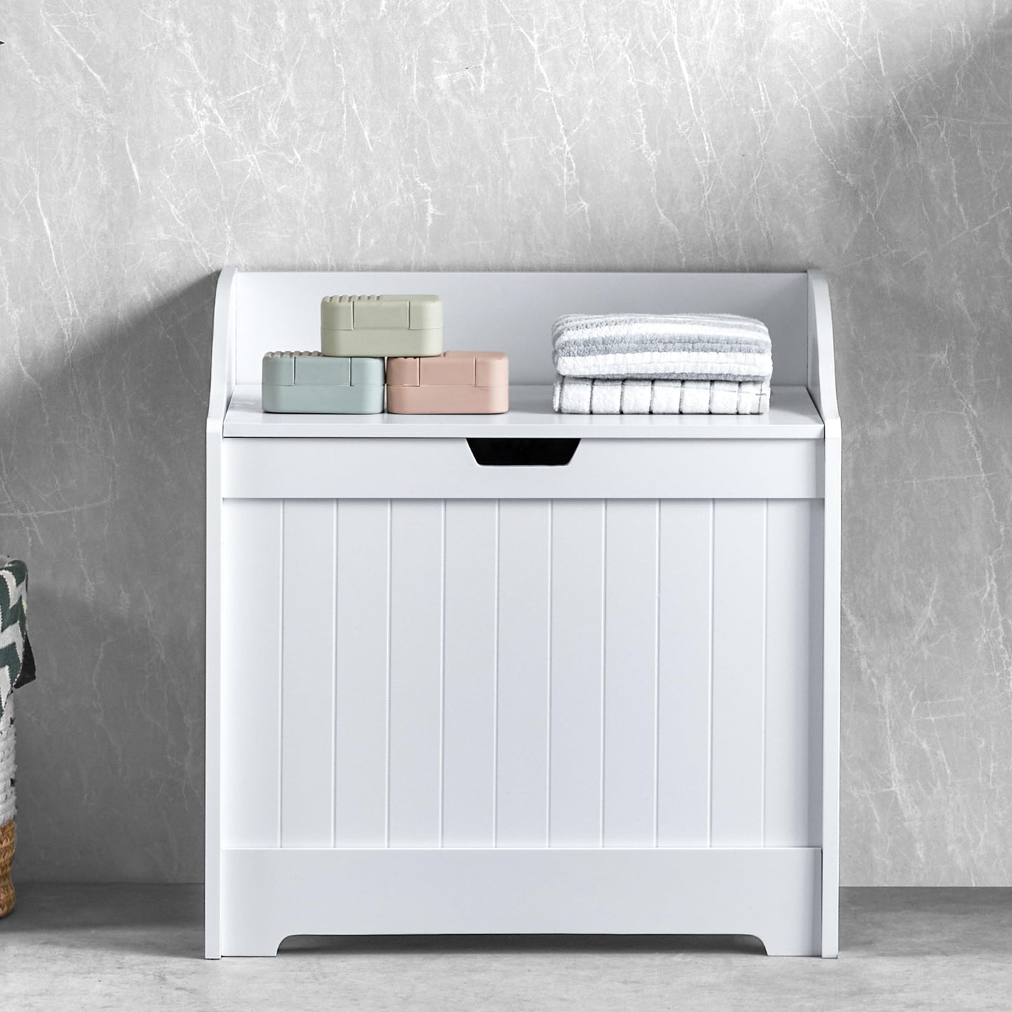 Bath Vida Priano Freestanding Bathroom Wooden Laundry Chest, White