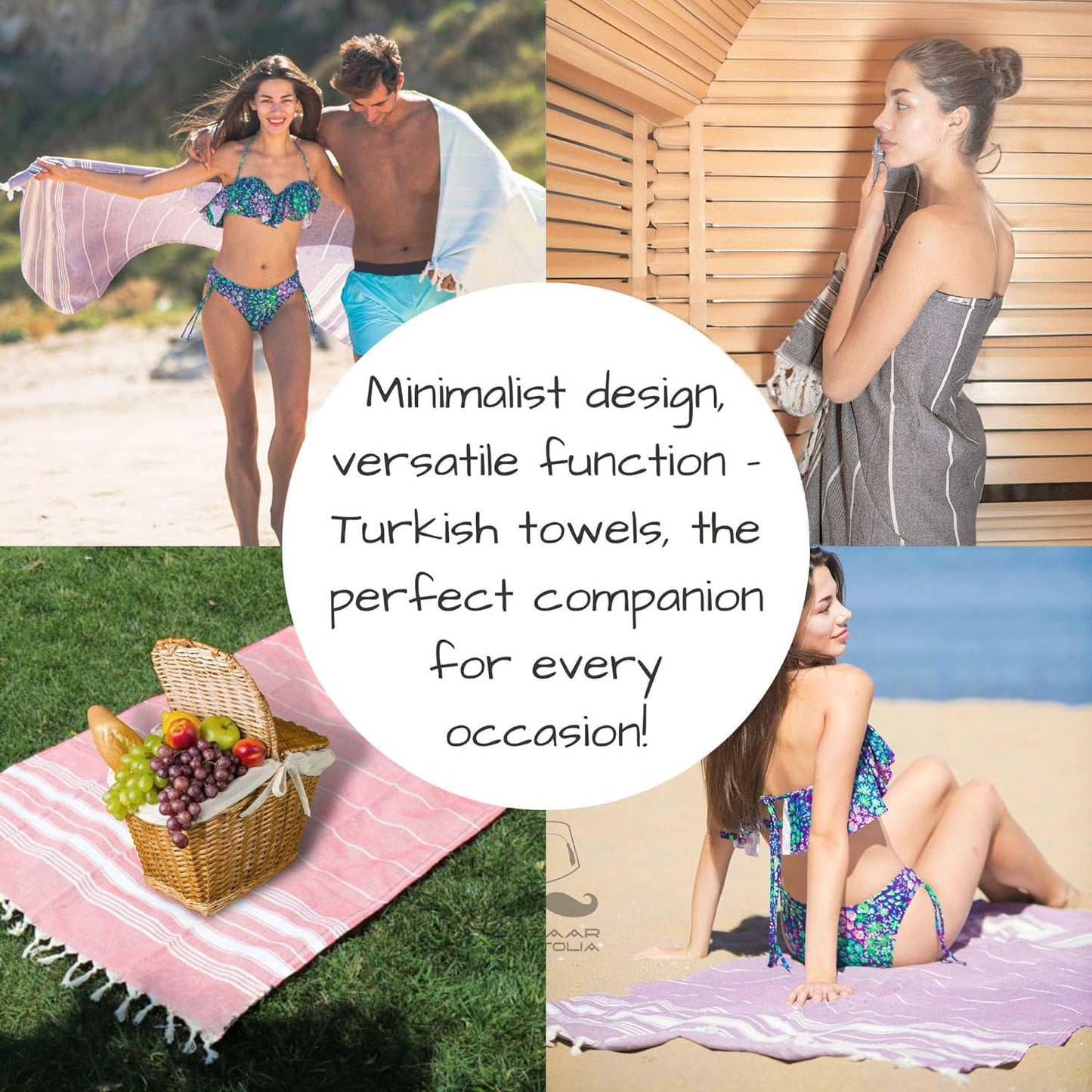 Bazaar Anatolia Stripe Turkish Towel 100% Cotton Peshtemal 75x38 XL Oversized Bath Beach Sand Free Travel Shower Bathroom Pestemal Soft Thin