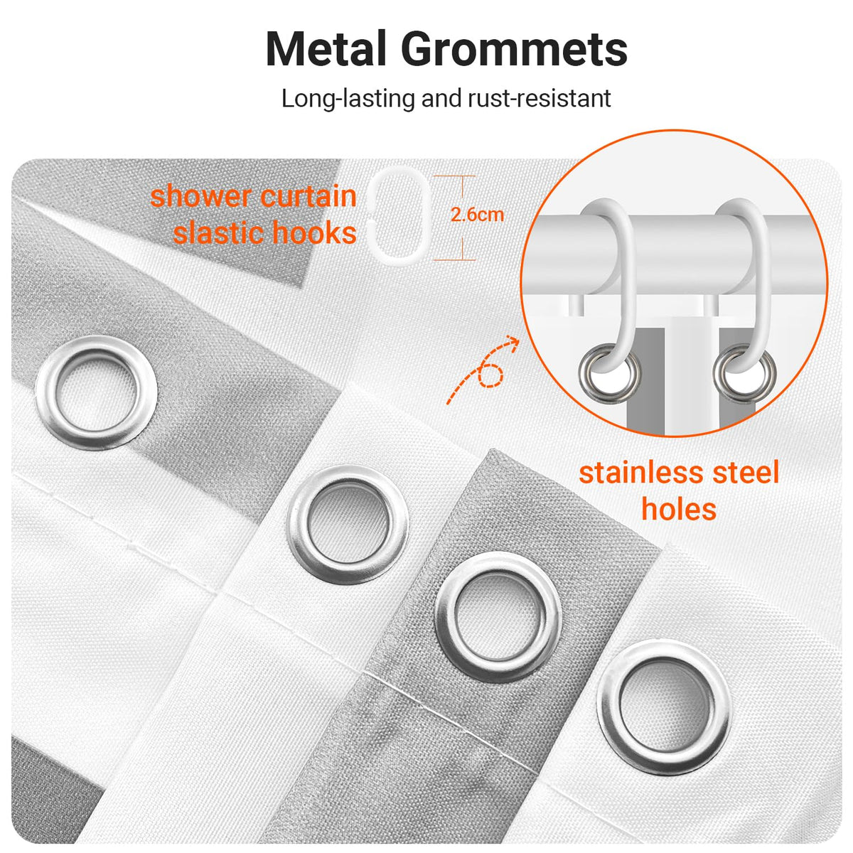 Lerores Shower Curtain 200 x 160 cm, Block Anti-Mould Textile, Weighted Hem, Water-Repellent