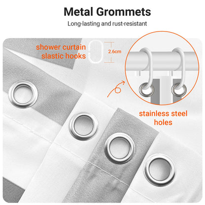 Lerores Shower Curtain 200 x 160 cm, Block Anti-Mould Textile, Weighted Hem, Water-Repellent
