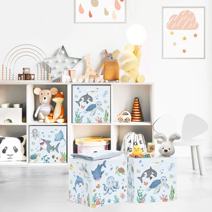 Clastyle 3 pcs Ocean Animals Cube Storage Boxes for Shelves Kallax Boxes