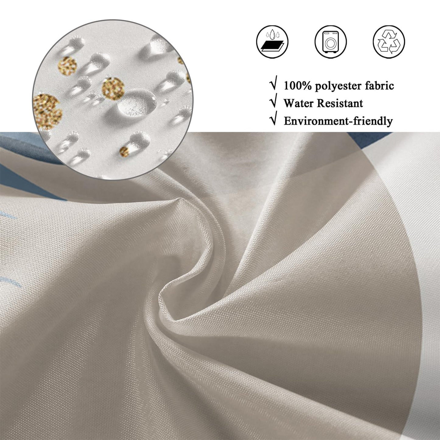 GCIREC Shower Curtain, 180x200cm, Blue Khaki Boho Mid Century Modern Abstract with Minimalist Leaf Waterproof Fabric Machine Washable Bathroom