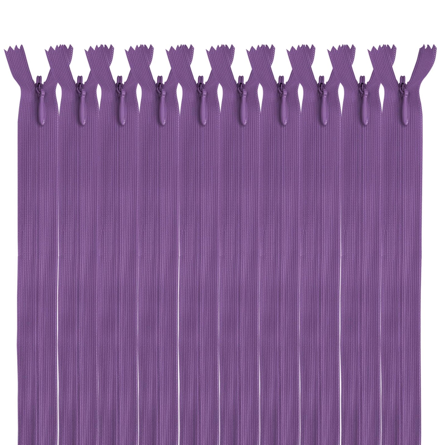 MARARDI [Pack 10] Invisible Zippers [Amethyst] Nylon [35 cm] Sewing Clothing Bags Ribbon Cotton Leather Plastic for Sewing Machine Zip with Metal