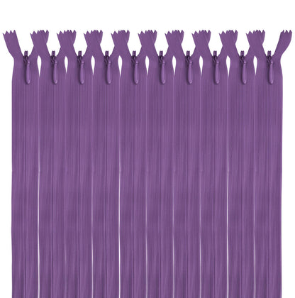 MARARDI Pack 10 Invisible Zippers Amethyst Nylon 35 cm Sewing Clothing Bags Ribbon Cotton Leather Plastic for Sewing Machine Zip with Metal