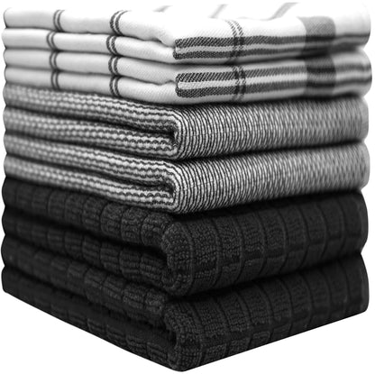 Premium Tea Towels 20”x 28”/ 50 x 70 cm, 6 Pack – Large Cotton Kitchen Tea Towel – Flat & Terry Towel