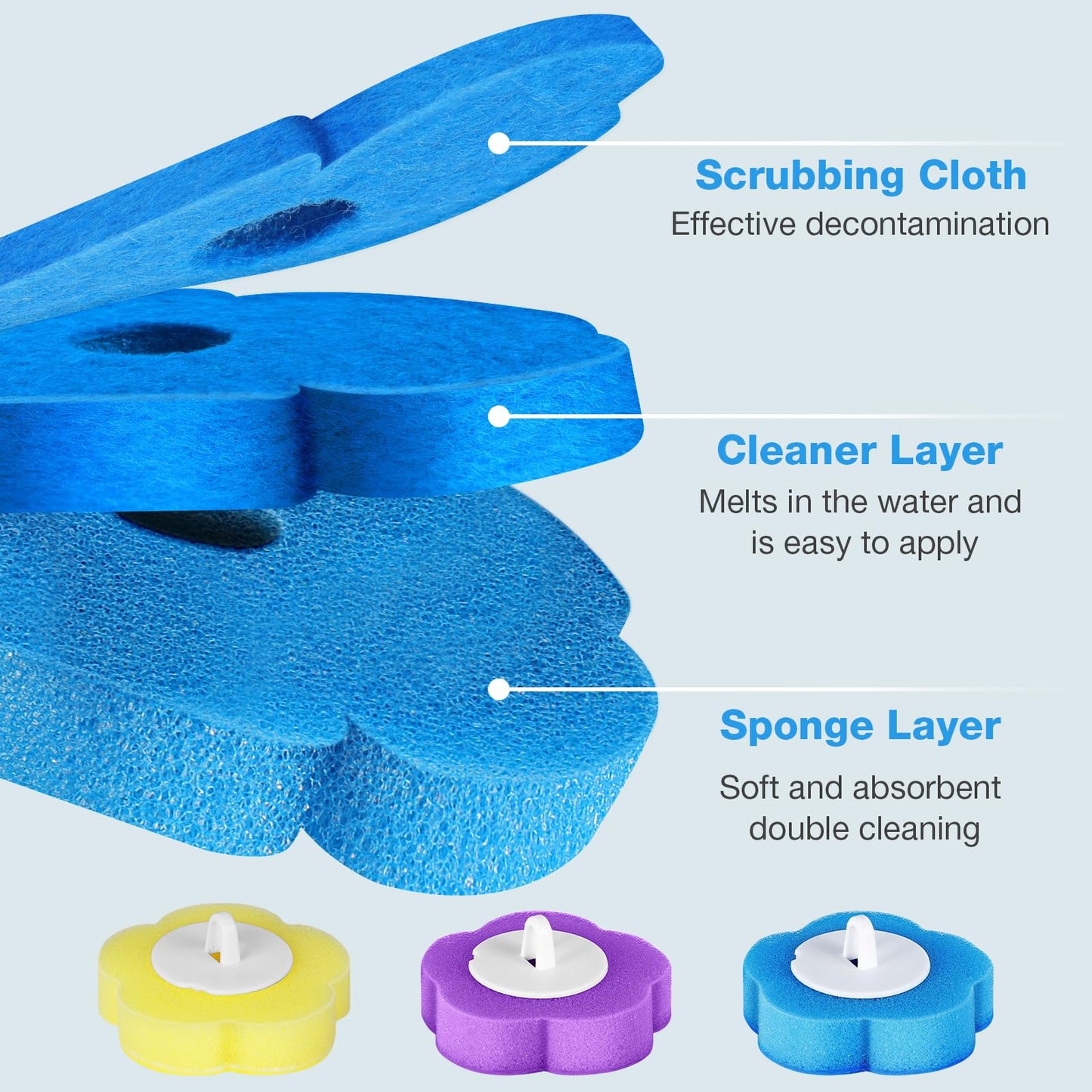 ANOMM Toilet Wand Kit 2 Pack with 48 Replacement Heads & 2 Extended Handles