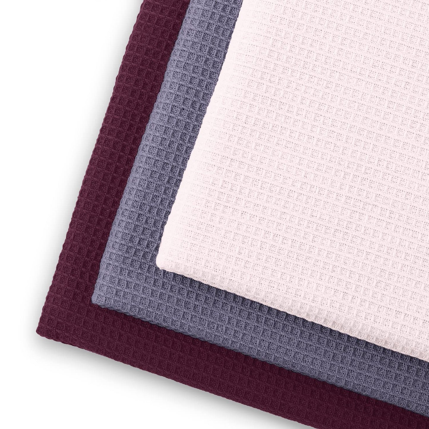 AmeliaHome Set of 3 tea towels, cotton, kitchen towels, 50 x 70 cm, waffle pique, waffle fabric, Letty purple, powder pink