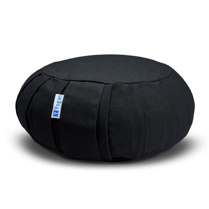 Yogan Yoga Cushion/Meditation Cushion | Natural Buckwheat Hulls Filling | Outer Cover (Could be Removed and Washed) - Made of 100% Organic Cotton (Jet