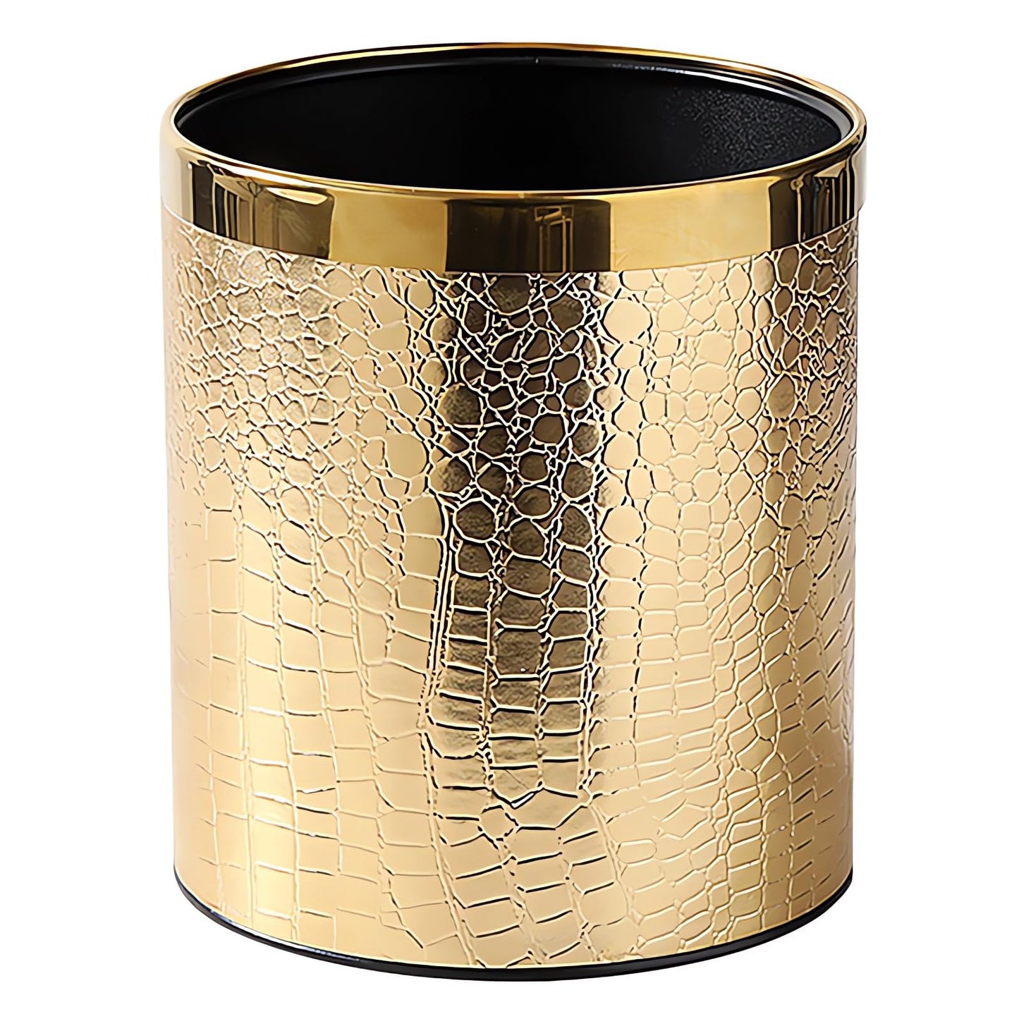 QLHIBLY Gold Trash Bin,10 Liters Metal Waste Bin for Bedroom,Office,Hotel