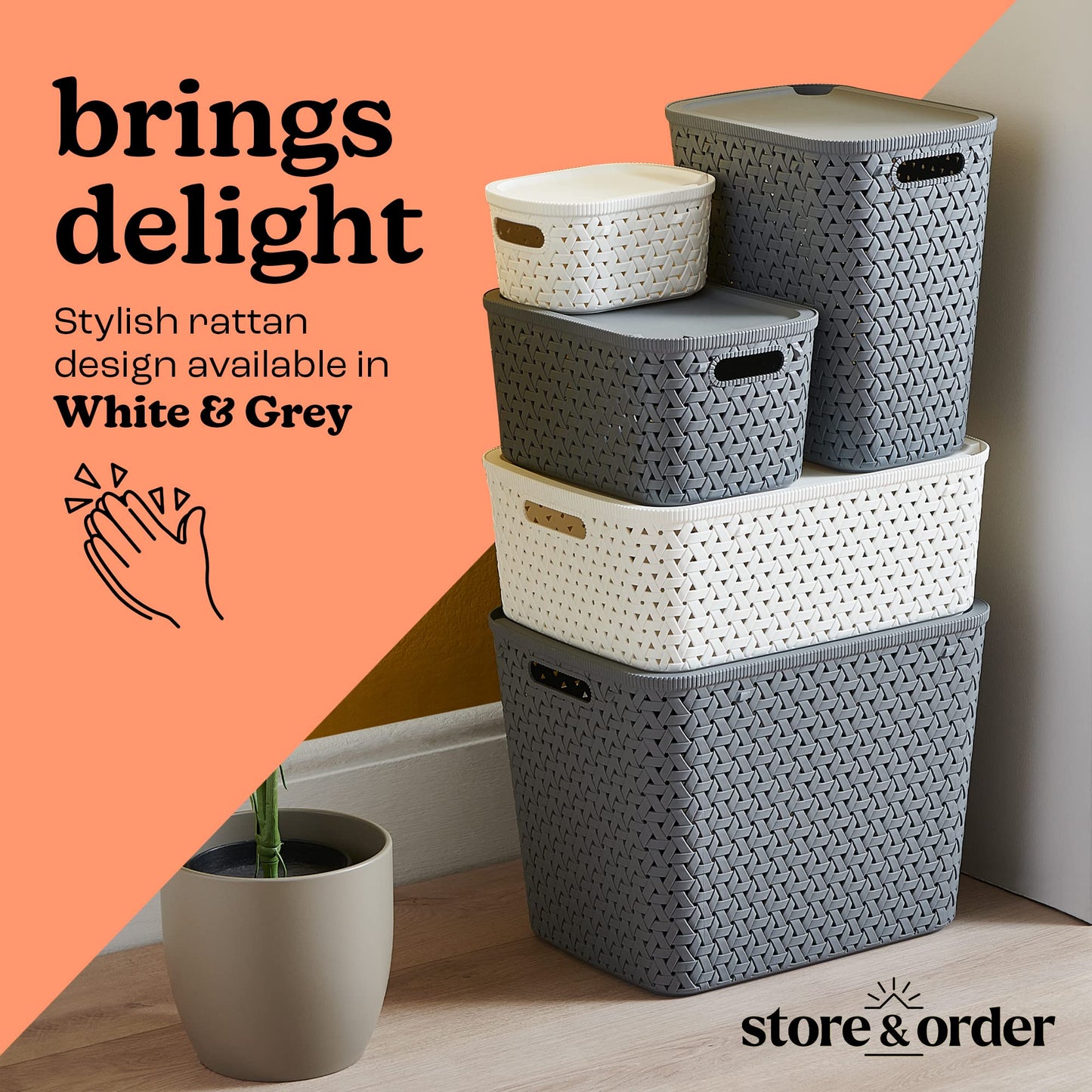 Store & Order Lid for Stackable Storage Basket - Compatible Extra Small Storage Basket - Transforms basket into stackable box, White, Extra Small