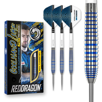 RED DRAGON Luke Humphries TX3 Cool Blue SE 22 Gram Premium Tungsten Steeltip Darts Set with Flights and Stems
