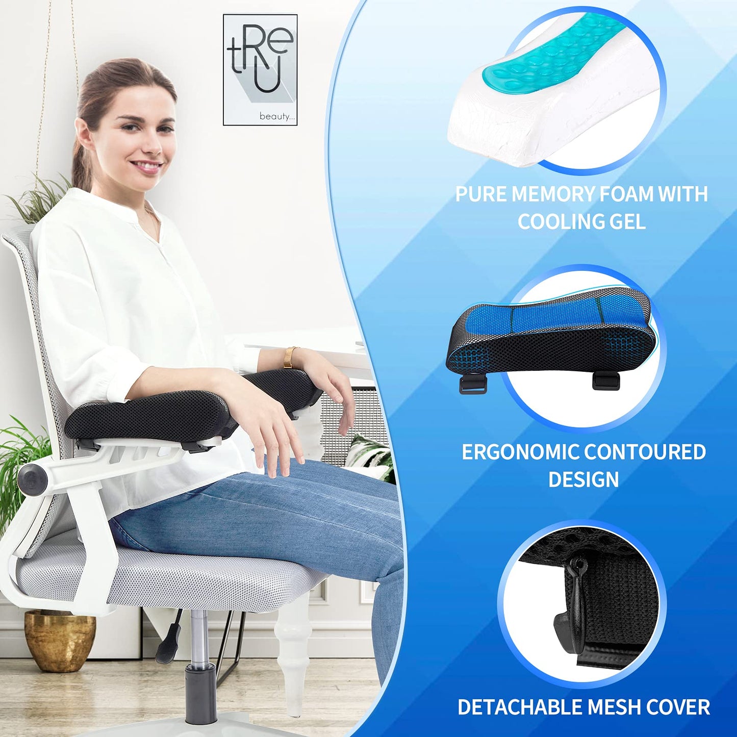 BEAUTRIP Ergonomic Armrest Pads- Office Chair Arm Rest Cover Pillow - Elbow Support Cushion for Computer, Gaming and Desk Chairs (Set of 2)…