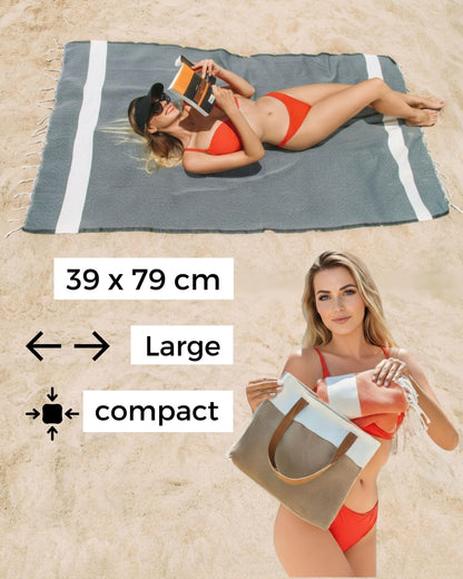 furora HOLIDAY Beach Towel for adults cotton: Extra Large 100x200 cm / 39x79 Inch | lightweight, wearable Turkish Towel Fouta, sand free