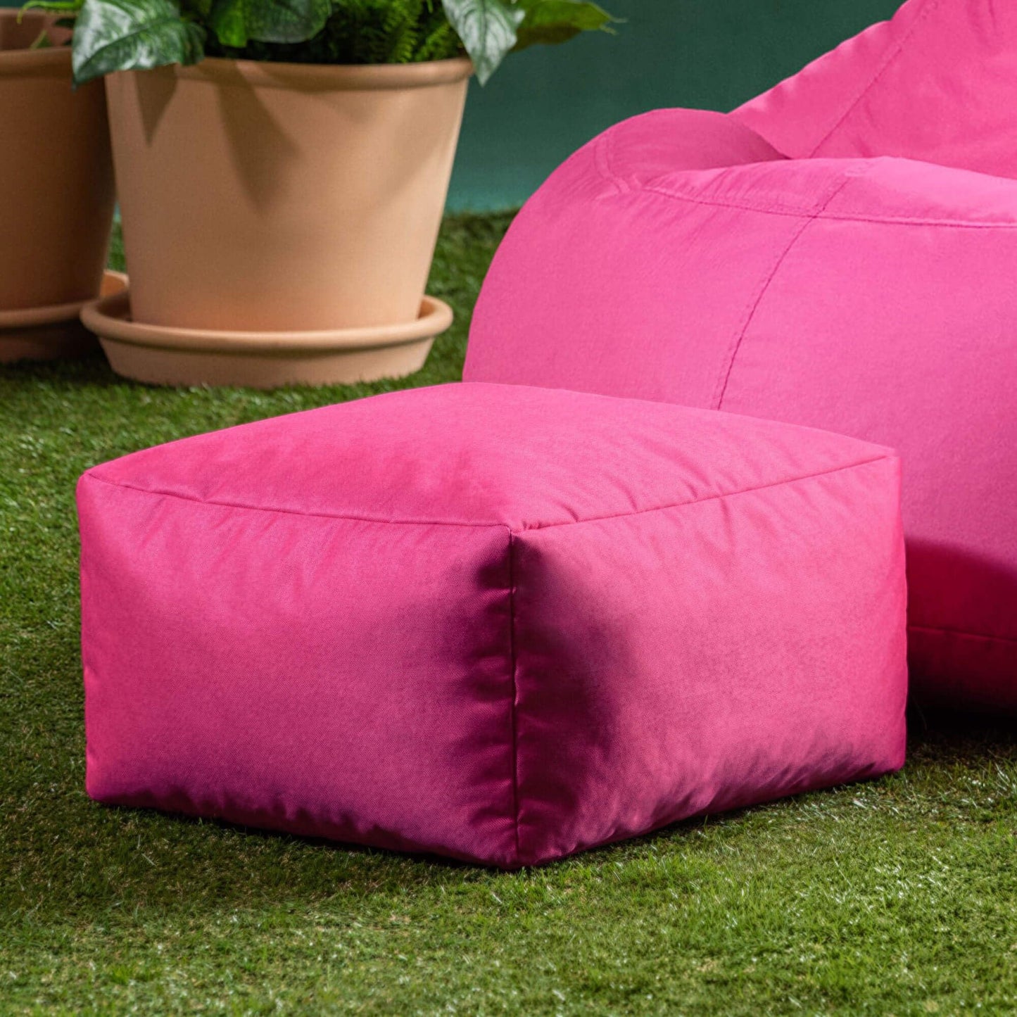 Bean Bag Bazaar Outdoor Bean Bag Footstool with Filling Included, Pink