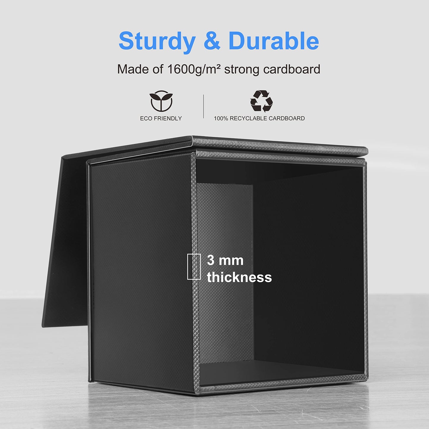 JiaWei Square Tissue Box, Made of 1600 g/m² Extra Strong Cardboard, 13 x 13 x 13.5 cm