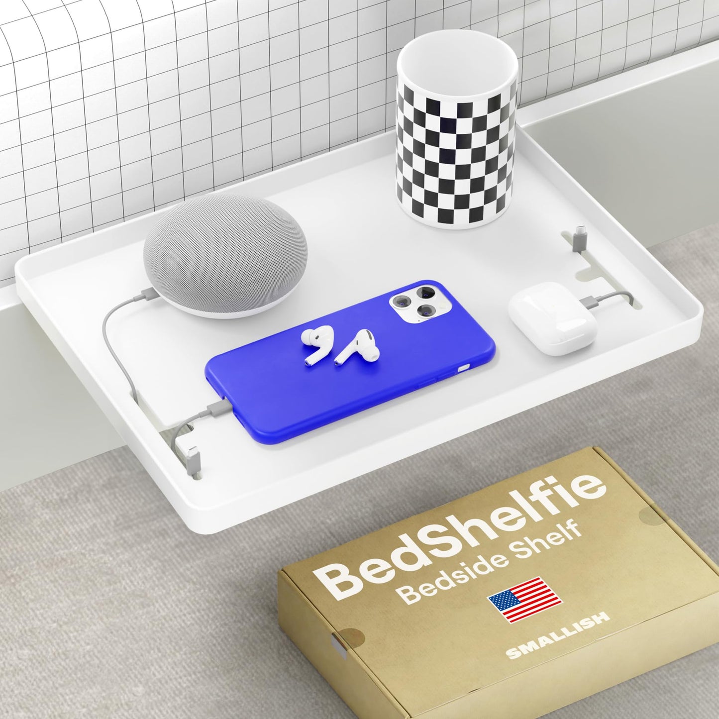 BedShelfie Bedside Shelf, Bunk Bed & Top Bunk, College Dorm Room Essentials, Clip On Nightstand, Bed Side Table Tray Organizer, Room Decor