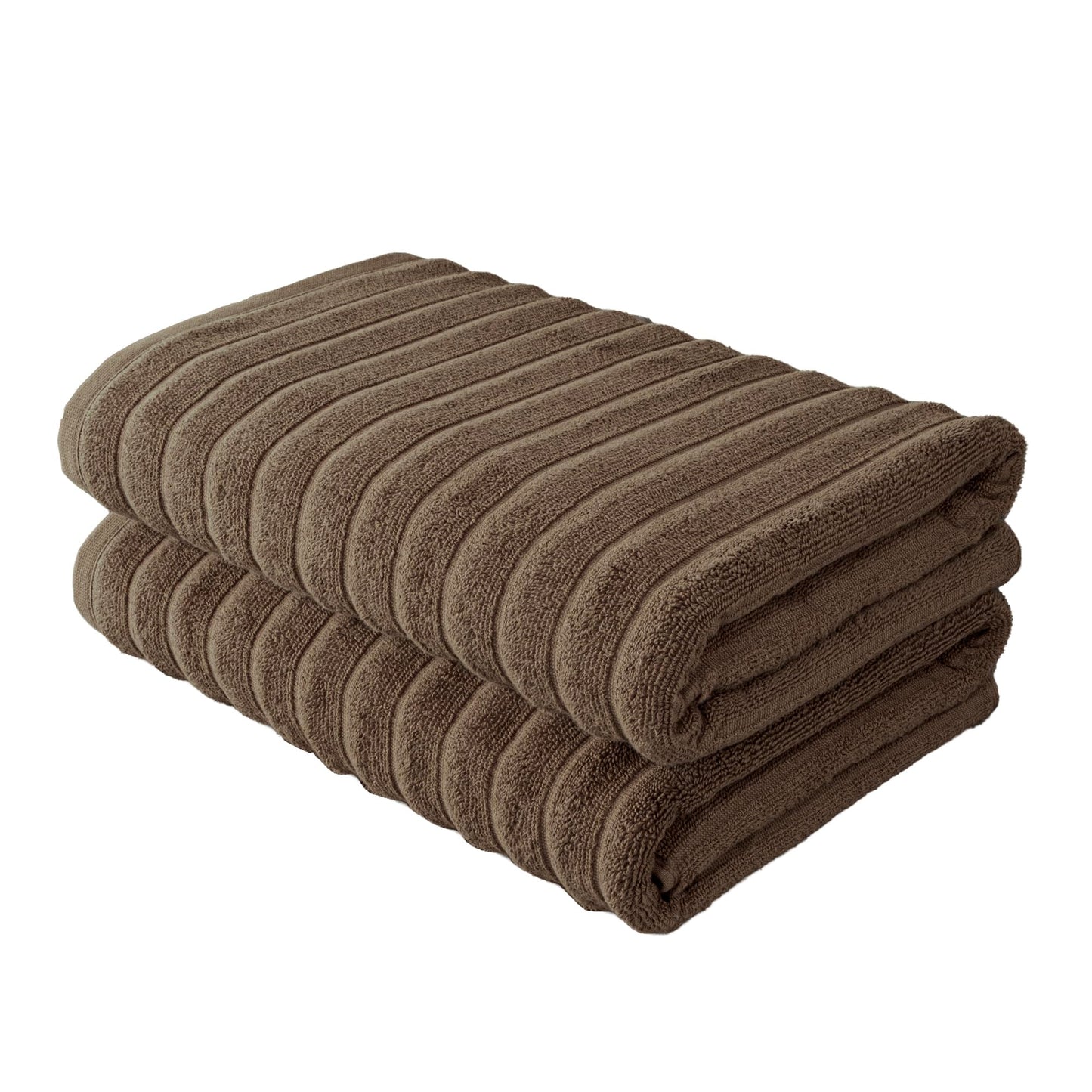 BERIBO Cloud Turkish Towel Set 100% Cotton 620gsm (Truffle Brown, 2 Bath Towels)