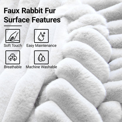 DAWNYIELD Round Footstool Bean Bag, Faux Fur Pouffe, White