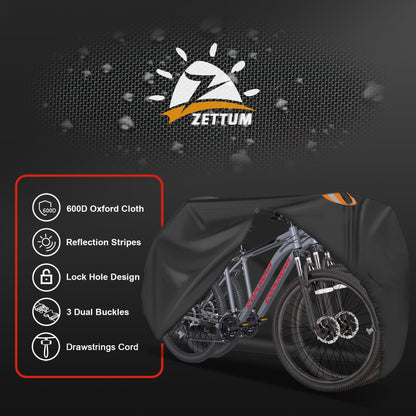 Zettum Bike Cover for 2 Bikes - Stationary Bike Covers for Outside Storage Waterproof Outdoor & Heavy Duty, 600D PU Coating Bicycle Covers for 2 Bikes