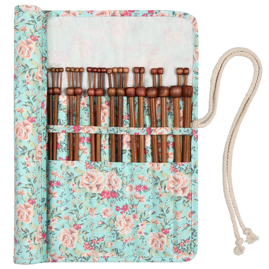 Coopay Straight Bamboo Knitting Needles 35cm, Lightweight Wooden Knitting Needle Set With Carry Case, Warm Bamboo Needles for Arthritis Hands UK Size