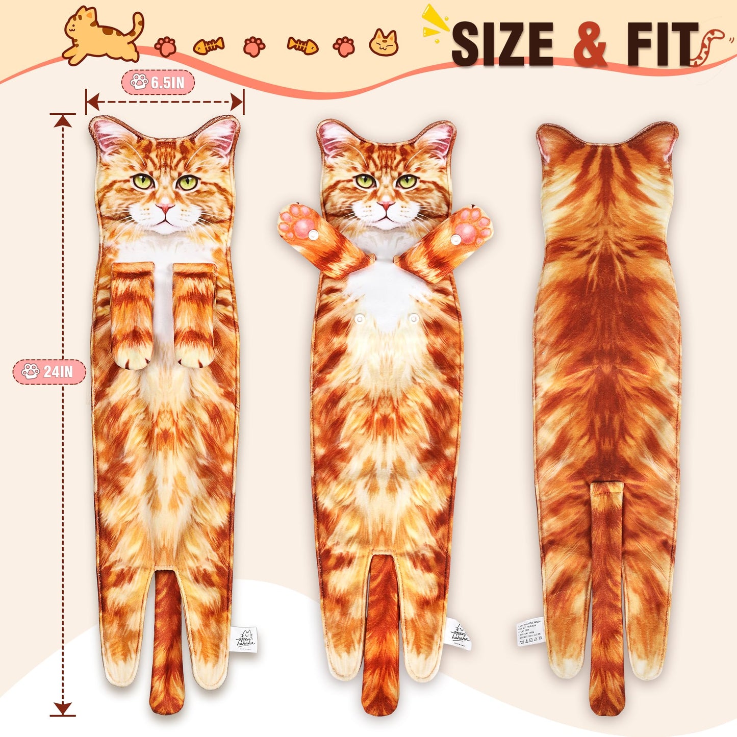 PAT JUUMG Funny Cat Hand Towels for Bathroom Kitchen,Cute Cat Decor Towel,Hanging Face Towels,Super Absorbent Soft,Funny Cat Gifts for Cat Lovers