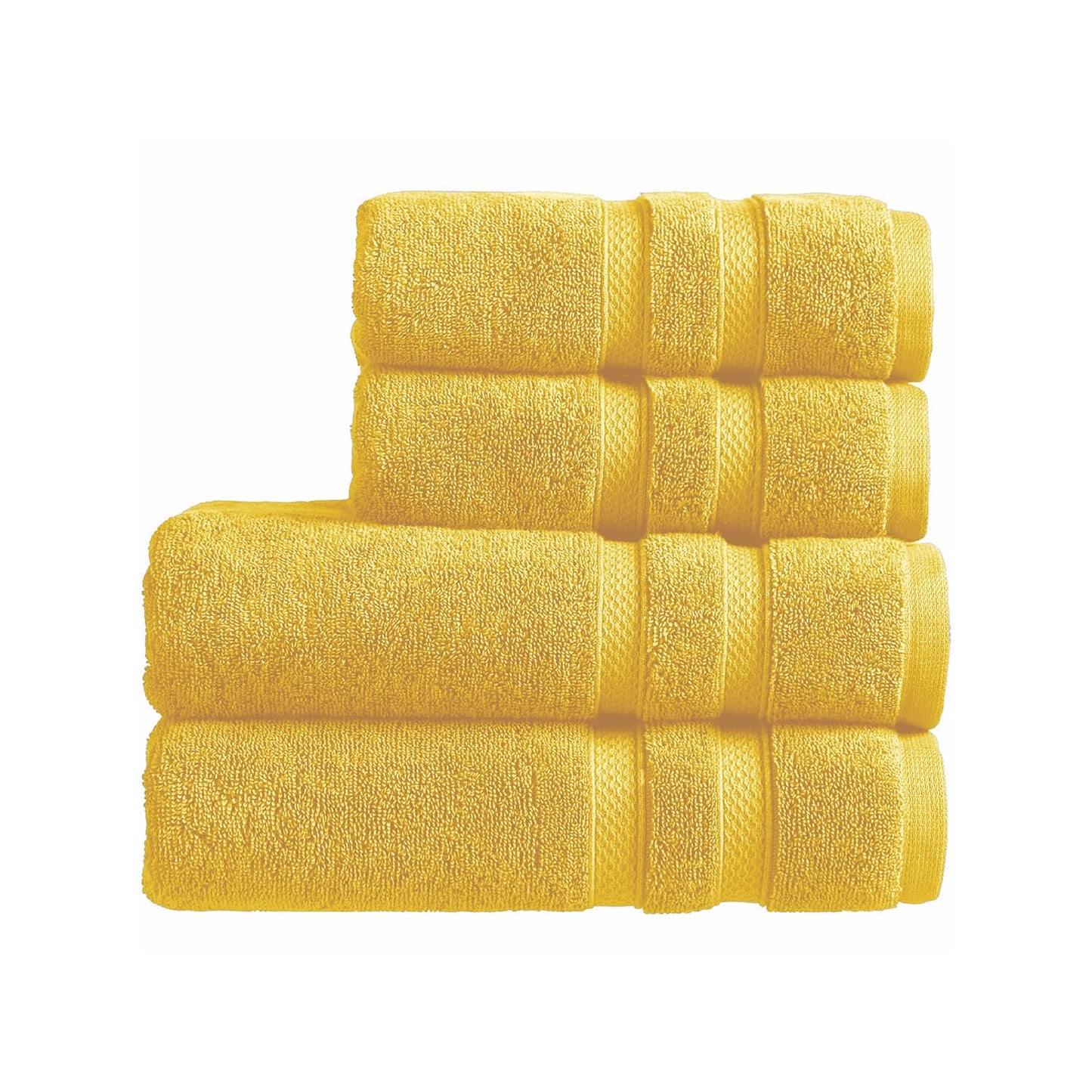 Christy Chroma Yellow Towel Set | Set of 4 | 2 Bath 2 Hand | Highly Absorbent Heavyweight 675GSM | Bold and Bright