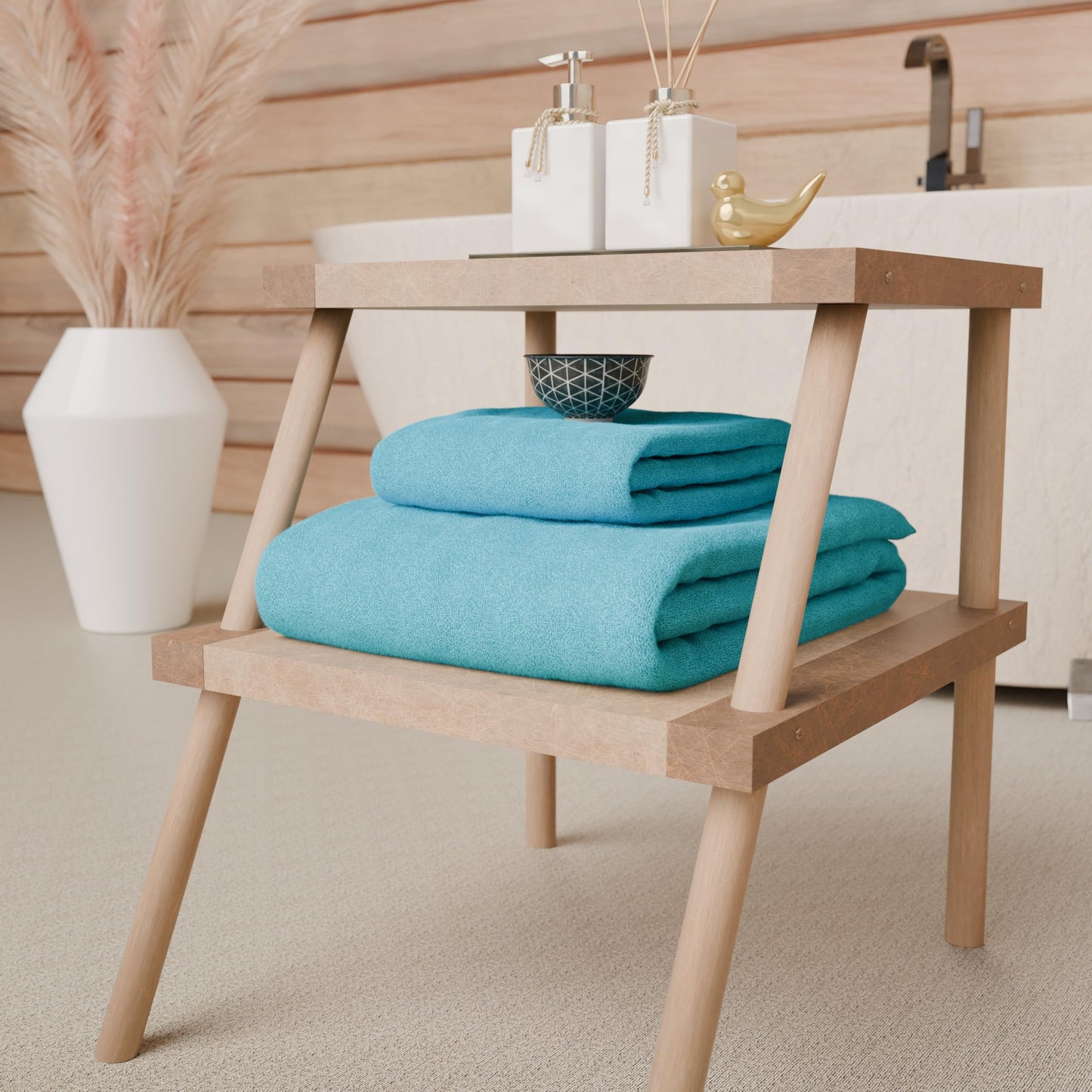 PETTI Artigiani Italiani - 100% Cotton Terry Bath Towels, 2+2 Towel Set, 4 Pieces 2 Face Towels and 2 Hand Towels, Turquoise Towels